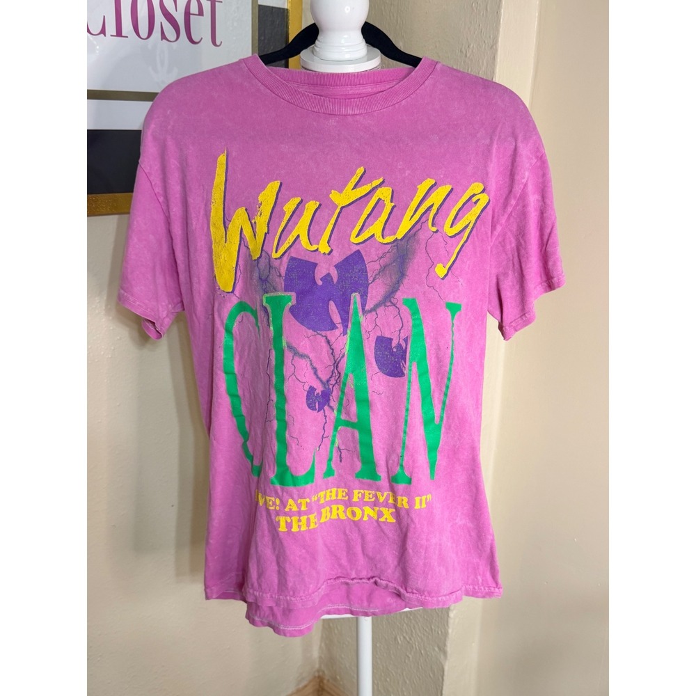 Wu-Tang Clan Pink Acid Wash Graphic T-Shirt Live At The Fever II Bronx Mens M
